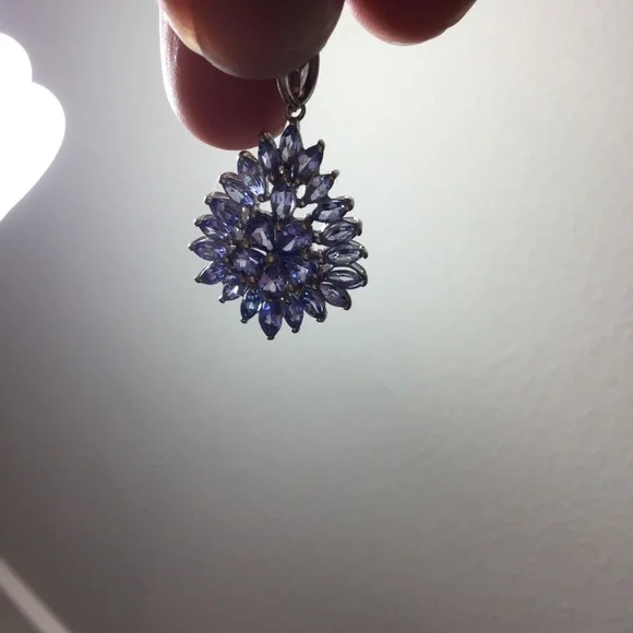 Sterling Silver Tanzanite Teardrop Pendant - Picture 3 of 6